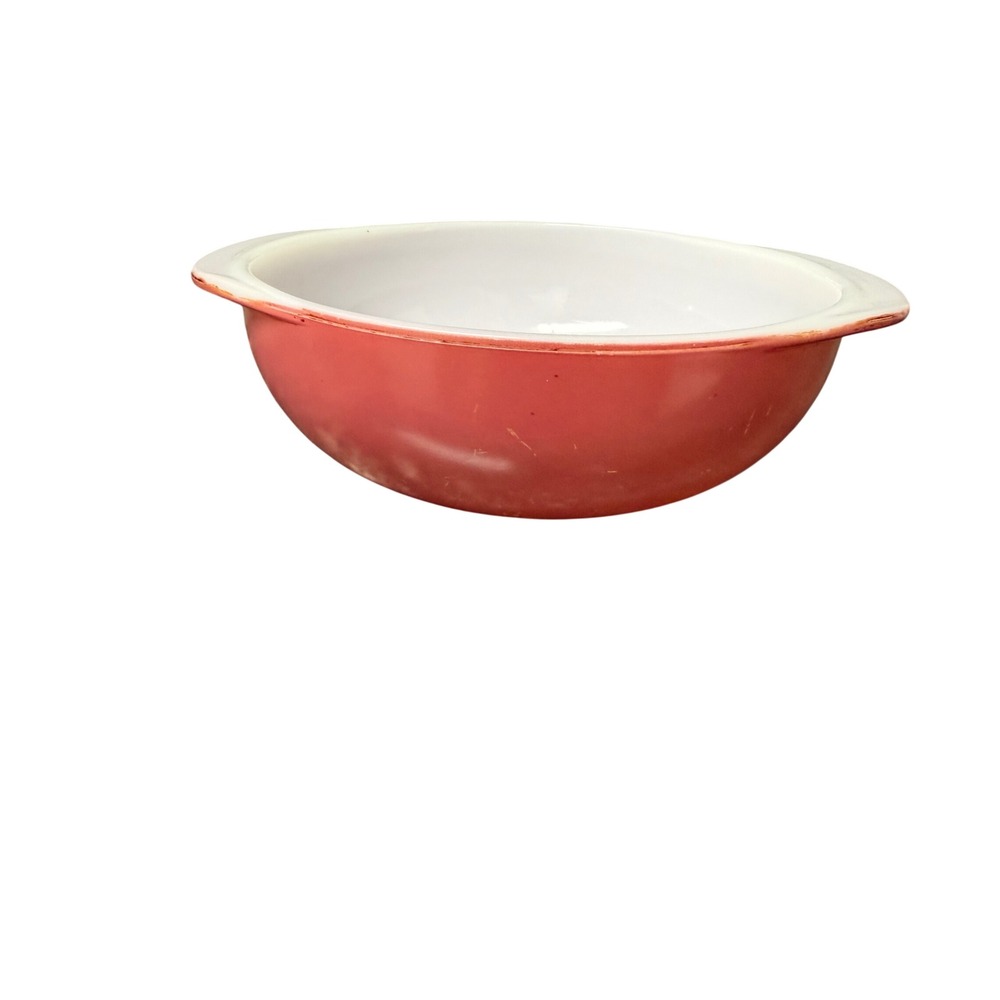 Vintage Pyrex 024 Pink Casserole Dish 2 Qt Round Serving Bowl Tab Handles USA